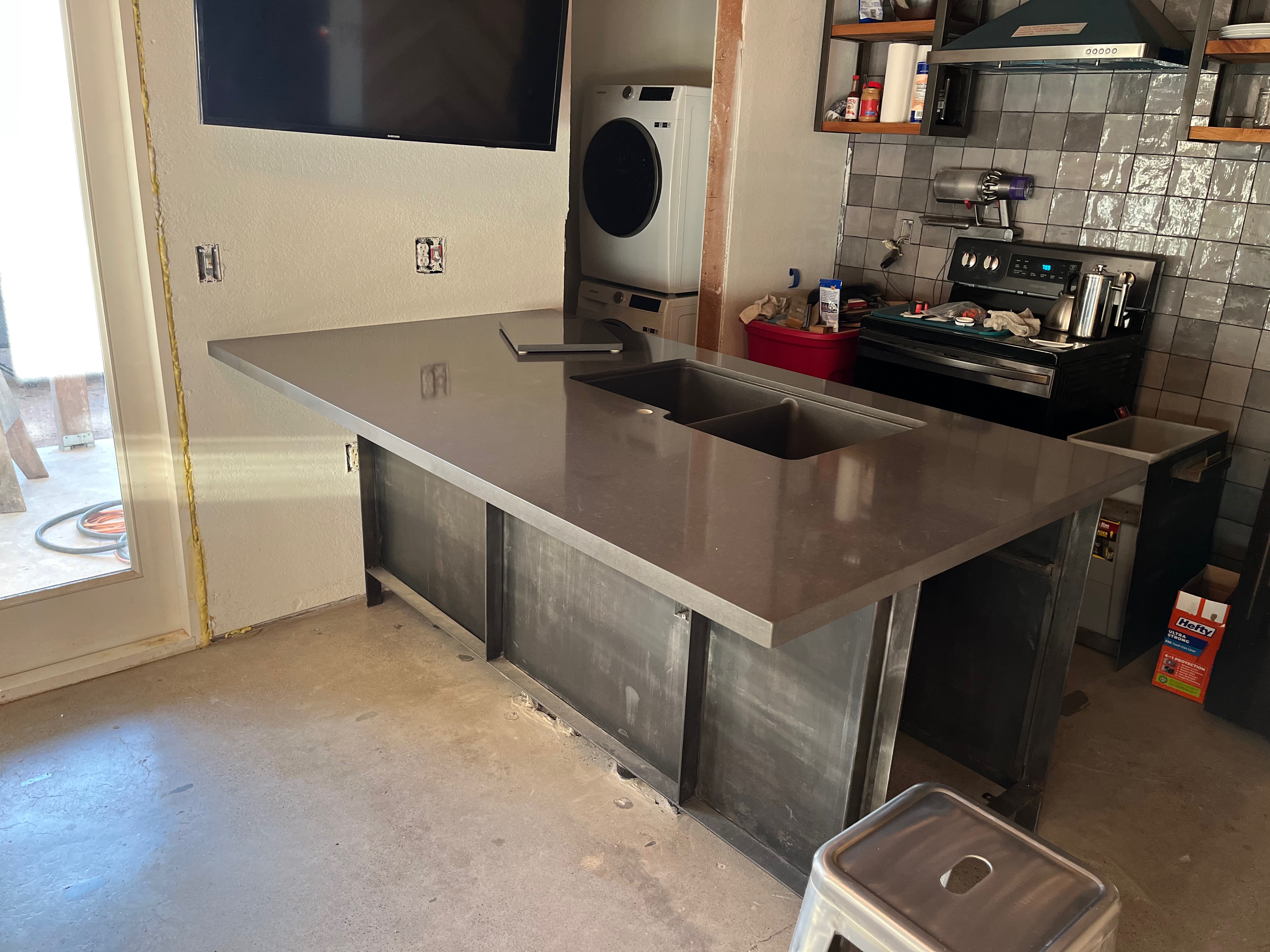 Custom stainless steel kitchen island counter